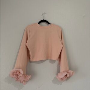 Zara Blush Pink Ruffle Sleeve Crop Top